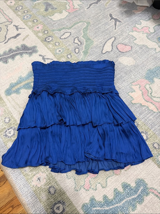The Reset Dresses & Skirts - The Reset Strapless Tiered Ruffle Mini Skirt - Cobalt